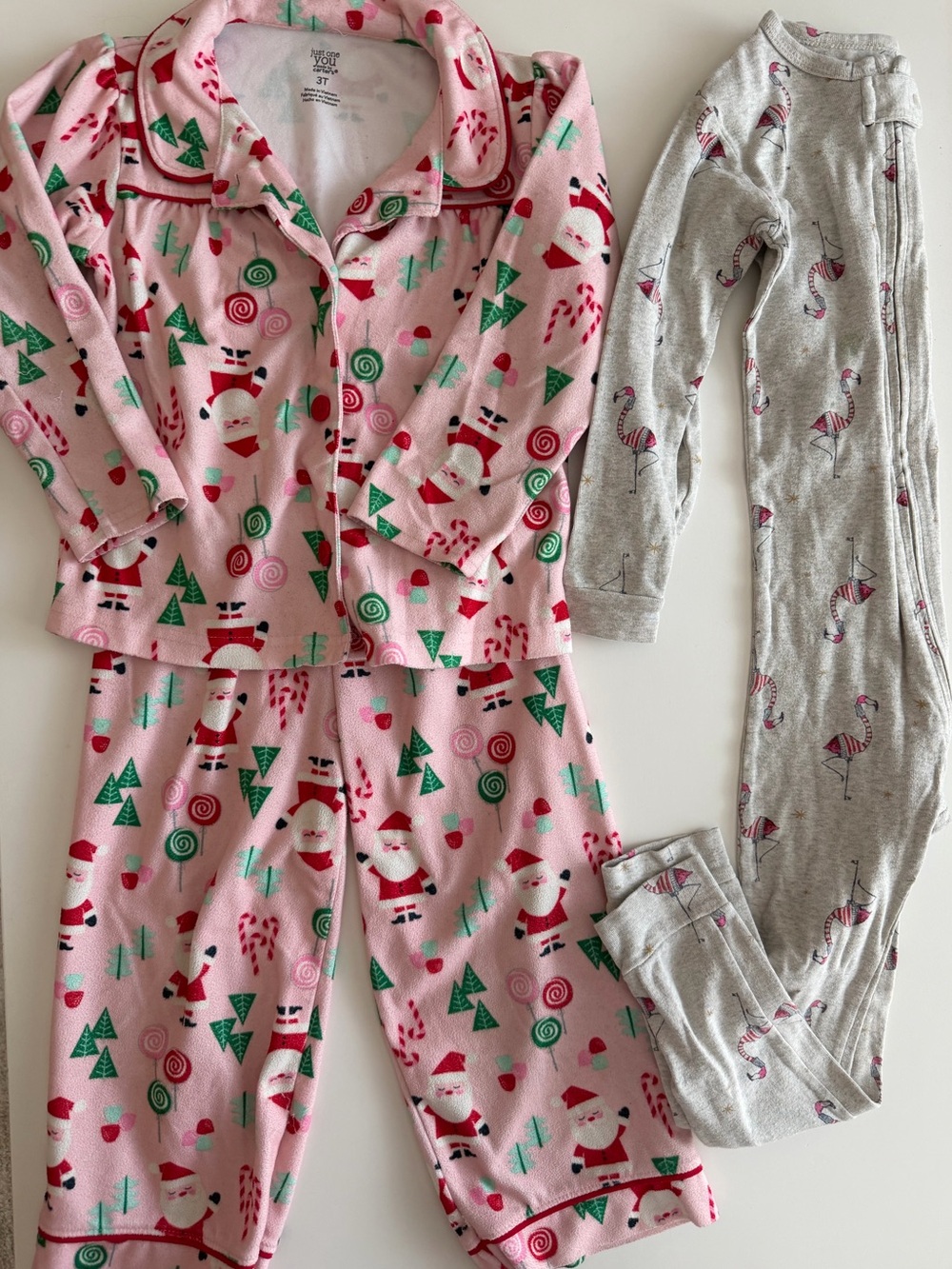 Christmas Pajama Bundle: Carters 3T Set & GAP 4 Years Old One Piece Sleeper